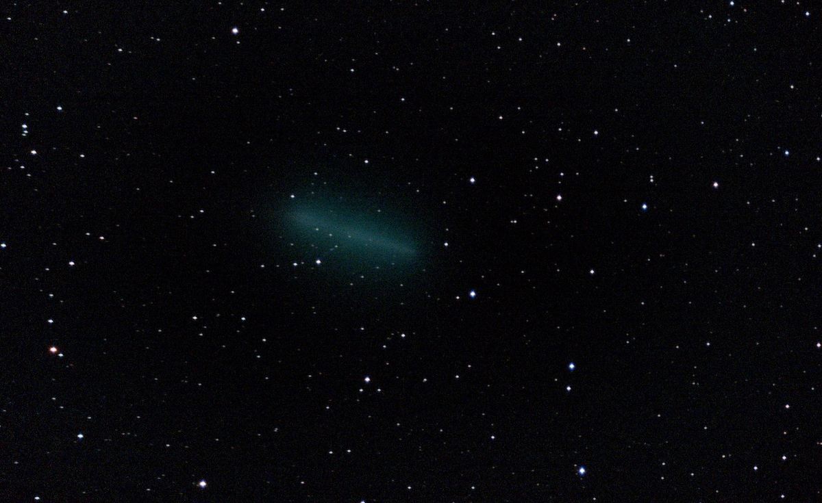 Comet C2025/R2 Swan. Stellina Telescope (400 mm, f/5). Manual target (exp 10 sec, gain 20, RA/Dec: 21h07m10.94s/-4°58'35.6"). Composite of 155 images (1550 sec, 25m 10s)