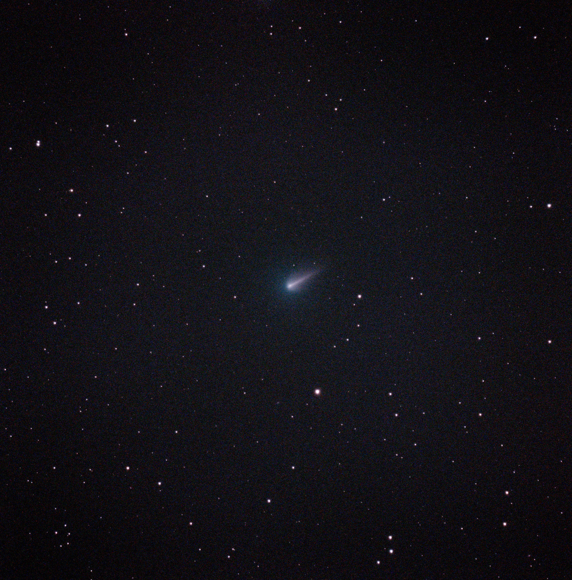 Comet 220P/McNaught viewed from my backyard with a Vespera Pro 2 Telescope. Composite of 115 exposures (1550 sec). 